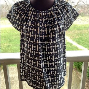 100% Silk Black & White Banana Republic Blouse